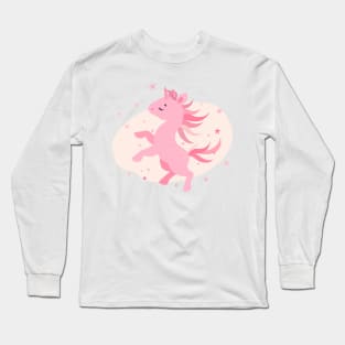 Pink prancing unicorn Long Sleeve T-Shirt